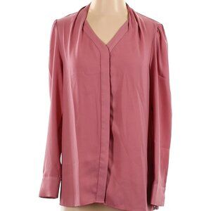 Tahari Long Sleeve Button Down Blouse in Makeup Pink